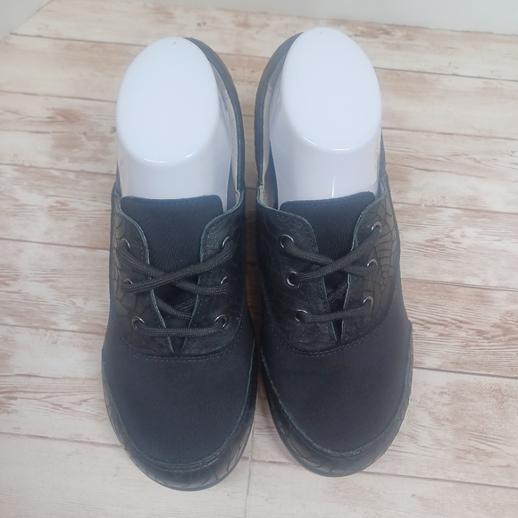 Alegria by PG Lite Slip Resistant Leather Black Lace Up Clog Heel Size 37 or 7 - Picture 8 of 14